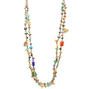 Christin Wolf Vintage Handcrafted Gemstone & Sterling Double Strand Necklace